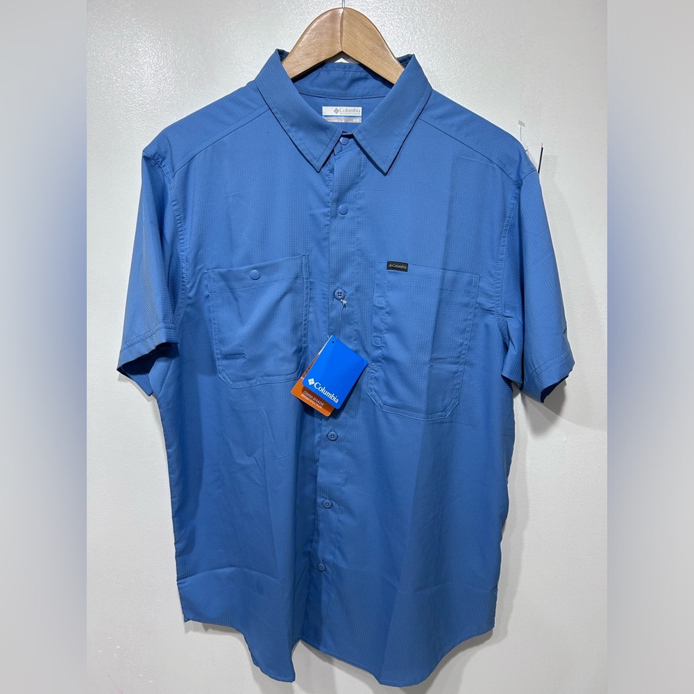 Columbia Men's Light Blue Silver Ridge Utility Lite‎ Short Sleeve Shirt Size M